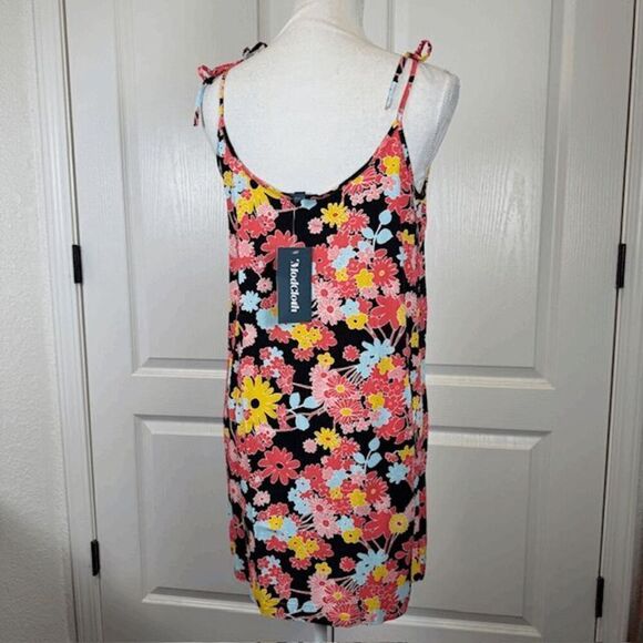 NWT Modcloth Black Floral Paradise Adjustable Tie Strap Dress Mini Size Small - Picture 3 of 9